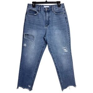 Vervet by Flying Monkey Crop Distressed Jeans Size 29 Blue‎ Denim High Waist